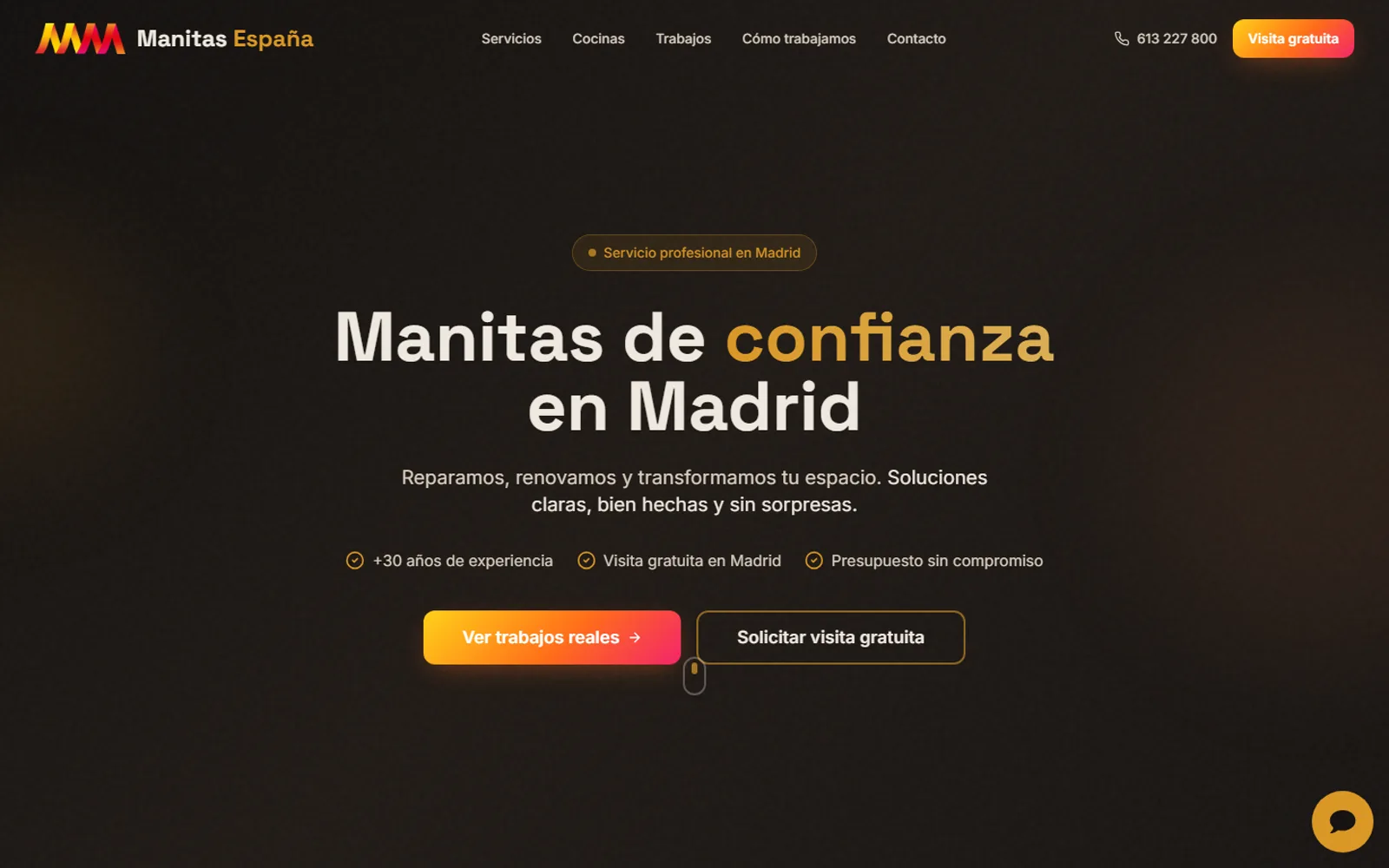 Web de Manitas España en escritorio