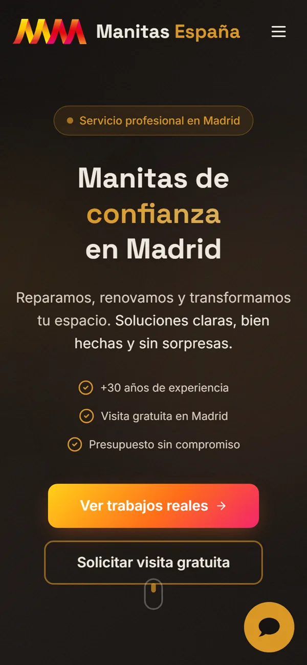 Web de Manitas España en móvil