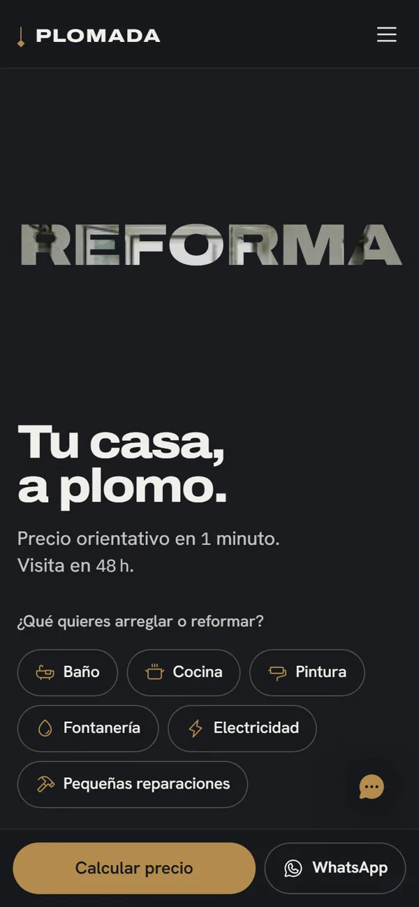 Web de Plomada en móvil