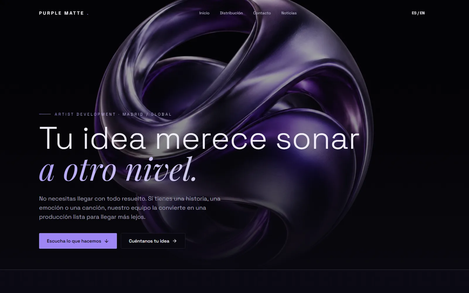 Web de Purple Matte en escritorio